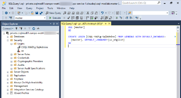 Enabling cross-project Microsoft Managed Active Directory integration for Cloud SQL for SQL Server